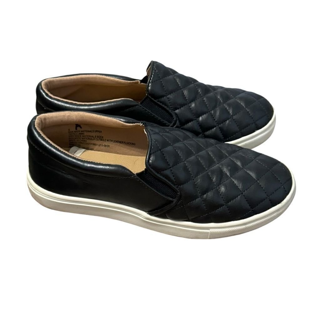 A New Day Black Quilted Slip On Sneakers